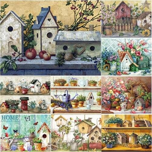 New 5D DIY Diamond Painting Bonsai Lodge Diamond Embroidery Scenery Cross Stitch Full Square Round Drill Crafts Home Decor Gift