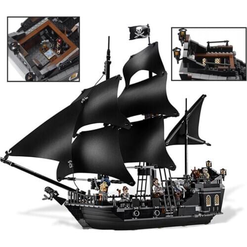 [Funny] 804PCS Pirates of the Caribbean The Black Pearl Model set Ship Building Blocks Boat and 6pcs figures toy child kids gift