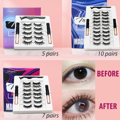 10 Pairs Magnetic Eyelashs Set Lasting Natural Magnet Eyeliner Set Waterproof Magnetic Lashs False Eyelashes Extension Makeup