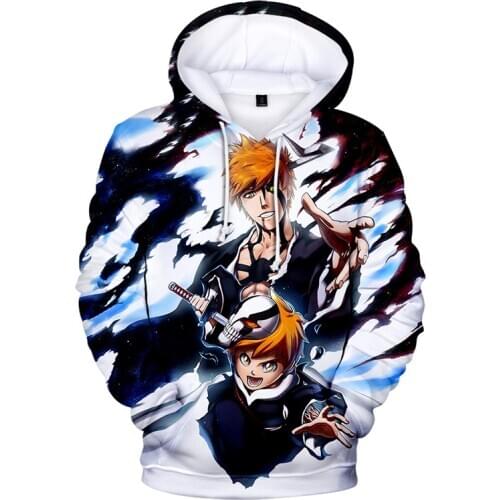 New 3D Hoodies Pullovers Boys Hoodie Sweatshirts Harajuku Long Sleeve Bleach Oversized Sweatshirts Personality Bleach Anime