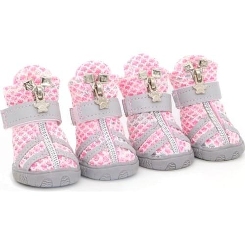 Spring Summer Dog Shoes Breathable Mesh Small Dog Boots Anti-slip Pet Shoes Sneakers For Teddy Chihuahua