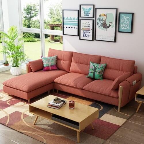 Solid Wood Cloth Sofa bed Modern Minimalist Living Room sofa bed Washable Soft Sofa Combination