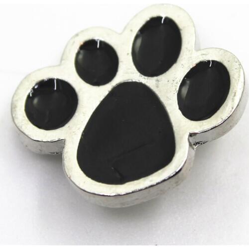 Wholesale 10pcs black dog paw Snap Buttons 18mm Ginger enamel Snap Bracelet Bangles DIY Snap pendants Jewelry Charms