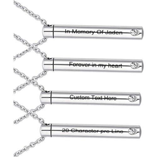 Free Engraving Custom Stainless Steel Urn Necklace for Ashes Keepsake Memorial Cremation Jewelry+Funnel Kit