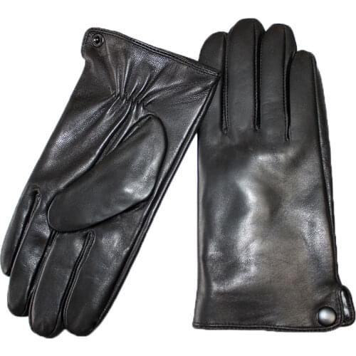 Sheepskin Gloves Mens Leather Winter Thickened Warmth Imitation Rabbit Fur Lining Wind and Cold Outdoor Travel Cycling Driving