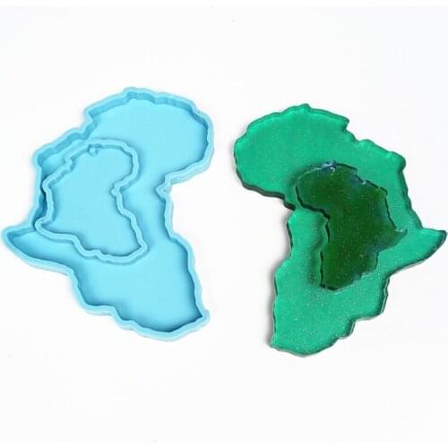 M2EA Africa Map Shape Coaster Cup Mat Pad Epoxy Resin Mold Keychain Pendants Silicone Mould DIY Crafts Jewelry Casting Tool