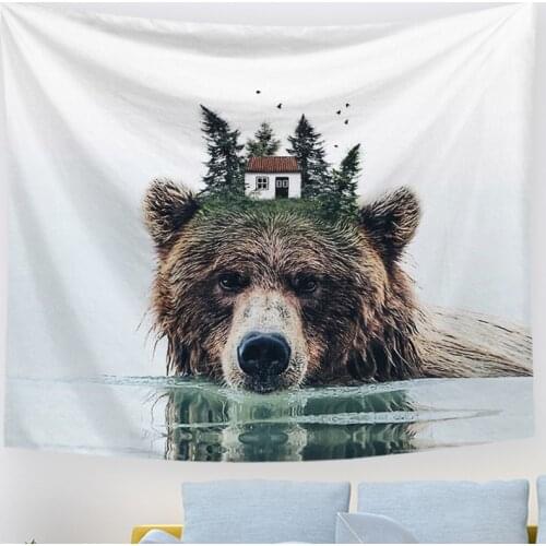 Wild Animal Psychedelic Tapestry Wall Hanging Animal with Scenic Wall Tapestries Hippie Throw Bohemian Dorm Table Cloth Curtain