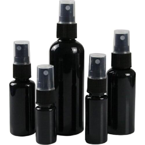 Empty Black Plastic Spray Bottle 10ml 20ml 30ml 50ml 100ml PET Sprayer Pump Atomizer Packaging Containers Refillable Bottles