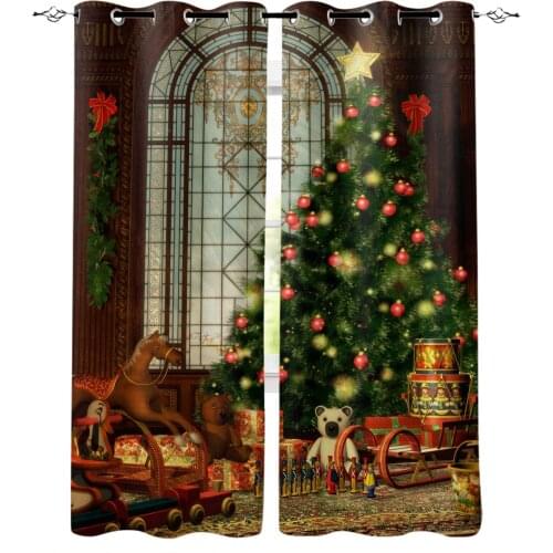 Christmas Bells Christmas Tree Windows Modern Curtains for Living Room Bedroom Kitchen Curtains Drapes Window Treatments