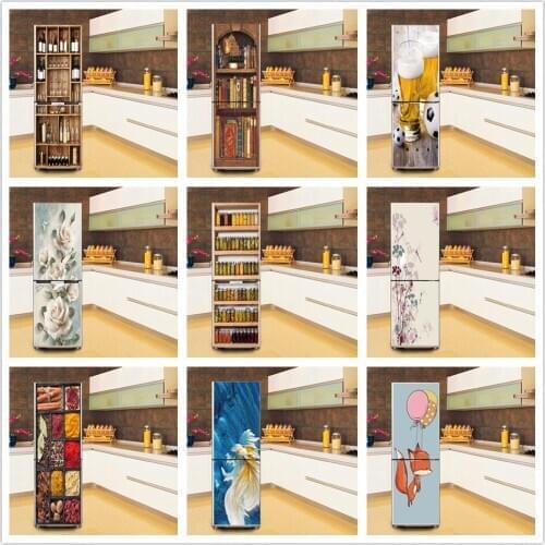 Self-adhesive PVC Fridge Stickers Home Design Art Decoration Wallpaper Waterproof Removable Refrigerator Decor Decal DIY Poster