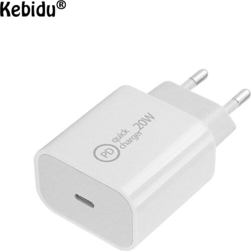 20W PD USB Type C Quick Charger Adapter For iPhone 12 11 Pro XR Xs Samsung S20 Fast Charging EU US UK Plug Travel Power Adapter