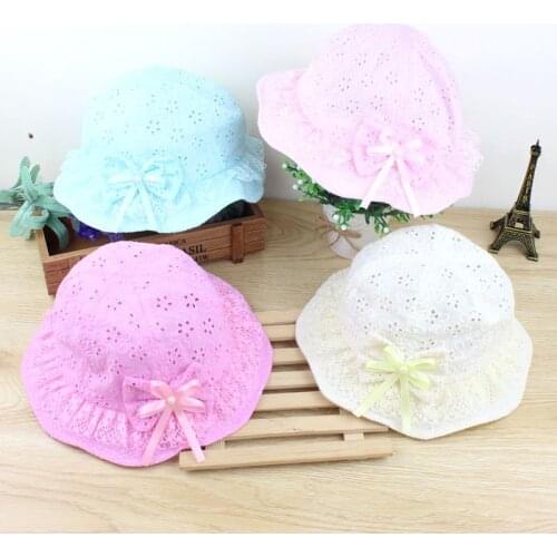 Baby Girls Fisherman Hat Children Summer Panama Hollow Caps Kids Girls Bowknot Pearl Hat Fashion Baby Bucket Sun Hat Floral