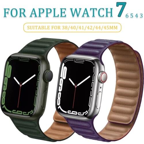 1:1 Original Silicone/Leather Loop Bracelet for Apple Watch Band 6 SE 5 4 42MM 44MM Watchabnd Magnetic Correa IWatch 38MM 40MM