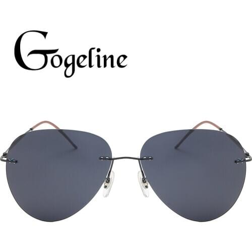 Pilot Rimless Polarized Light Sunglasses Women Men Titanium Frame Driving Sun Glasses Aviation Polaroid Night Vision Mirror Lens