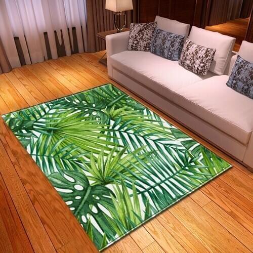 Rainforest Style Home Decor Parlor Carpet 3D Palm Leaves Living Room Area Rug Soft Anti-slip Bedroom Bedside Mat Balcony Rug