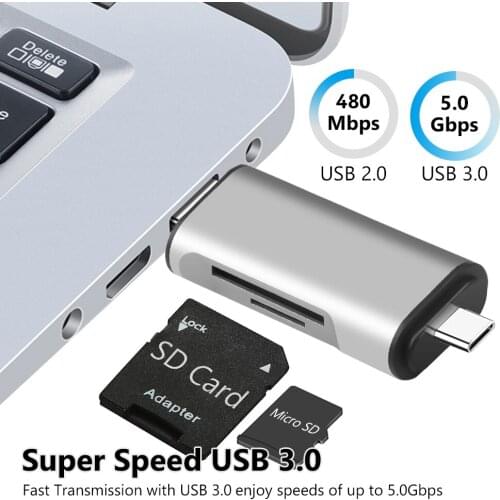 USB / Micro USB / Type C Card Reader SD TF MicroSD Card Reader Android Phone OTG Card Writer for Macbook Samsung S6 S8 S9+ LG G5
