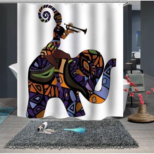 Custom Made Shower Curtain Bathroom Curtain Partition 1.5 x 1.8m 1.8 x 1.8m 1.8 x 2m Elephant
