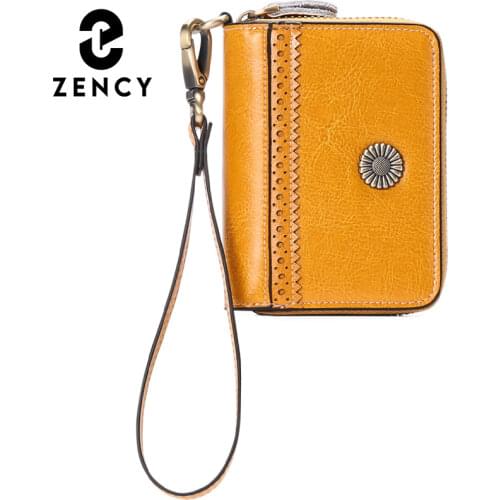 Zency Small Simple Casual Women Wallets Coin Card Holder Cluth Purse Zipper Purse Vintage Anti-theft Credit Card Ladies Wallet