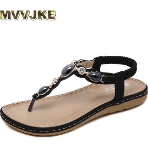MVVJKE Elegant jewlry decoration shoes women sandals fashion high quality PU elastic strap summer sandals woman shoes plus size
