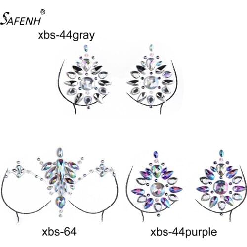 Women Crystal Nipple Stickers Bra Breast Pasties Adhesive Stickers Body Paint Accessories