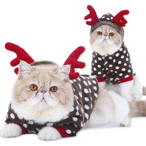 Winter Cat Costume Christmas Elk installed Keep warm Pet Party Cosplay Special Events Apparel Cat Clothing Kitty Kitten Outfits