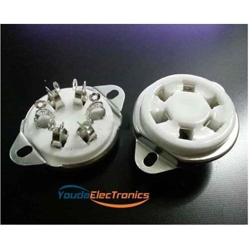 1PC Siver plated GZC6-2 6pin U6A ceramic Vacuum tube socket for 310 366 VT57 VT58 1265