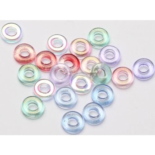 10pcs/Lots 10mm Hollow Round Rainbow Crystal Glass Beads for Jewelry Making Diy Bulk Items