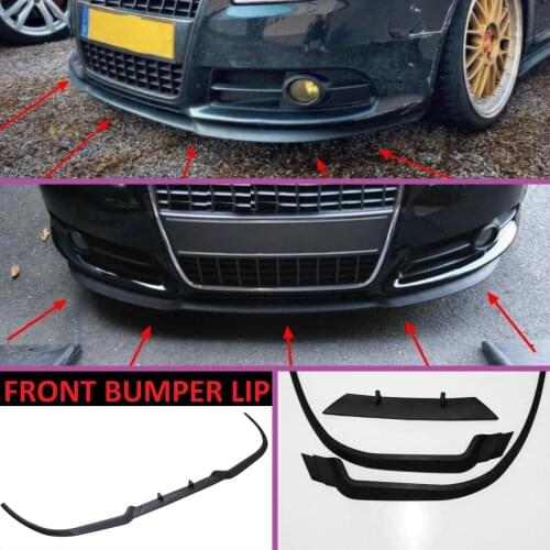 For Audi A4 S4 RS4 B7 S-Line CUPRA R Front Bumper Lip Universal 3pcs Diffuser Black Bumper Lip Spoiler Body Kit Tuning Protector