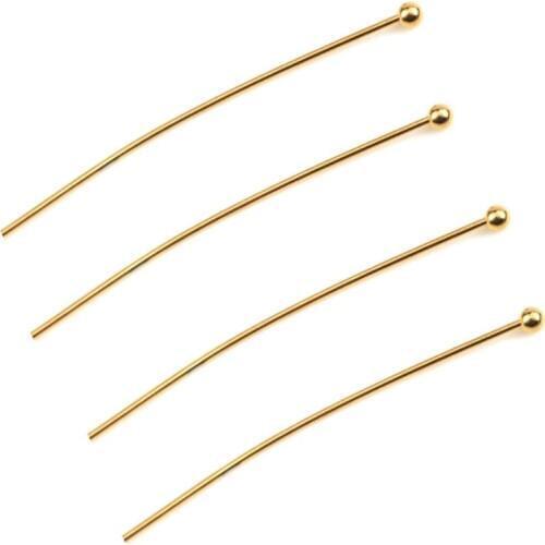 RWJ006 Wholesale 100pcs/lot round bead brass pins gold Electroplated jewelry accessories Jewelry DIY Making pin findings