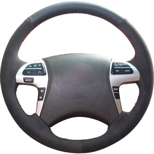 Hand Sew Black Suede Artificial Leather Steering Wheel Cover for Toyota Highlander Camry Isis Mark X Zio Premio Noah (Voxy)