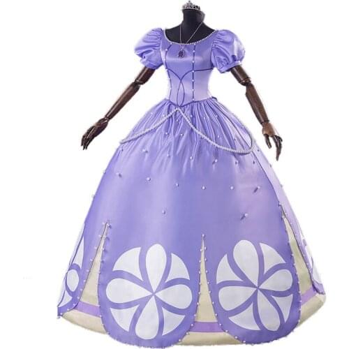 Princess Sofia Cosplay Costume Adult Women Stage Performance Dance Dress Fantasy Halloween Christmas Ball Gown