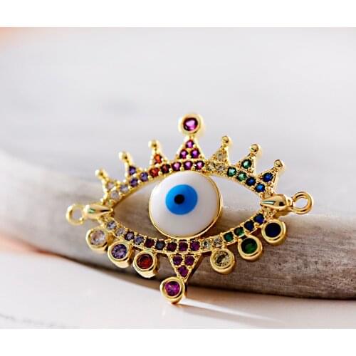 Lucky Eye Colored Zircon Evil Eye Alloy Pendant For Necklace Jewelry Making Accessories Jewelry Gift