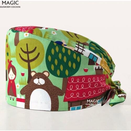 Scrub Hats Medical Surgical nurse Caps Dentist Pet Doctor Dental Dentist Work Veterinary Tieback Adjustable clinical lab Hat