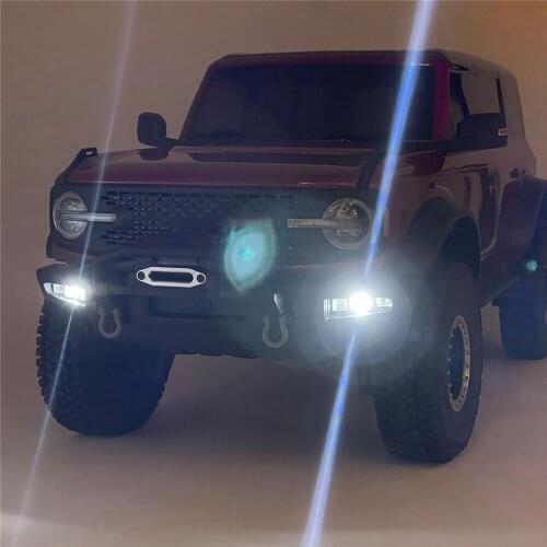 Metal Front Bumper Built-in Spotlight LED Car Light for TRX-4 new BRONCO RC Car Modification Part