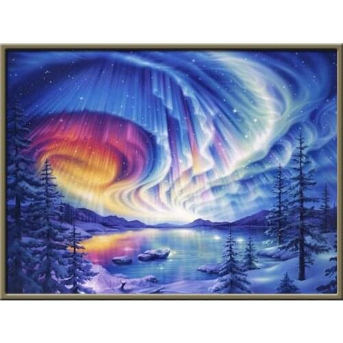 Tree Landscape DIY Cross Stitch 11CT Embroidery Kits Craft Needlework Set Cotton Thread Printed Canvas Home Decoration Sell