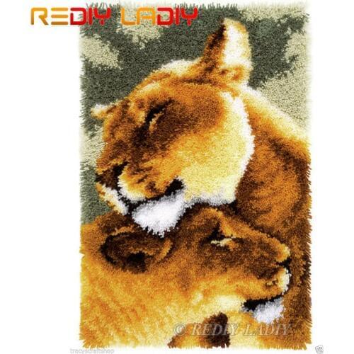 Latch Hook Kits Make Your Own Rug Lion Friendship Tapestry Crochet Cushion Mat DIY Carpet Rug Pre-Printed Canvas Hobby & Crafts