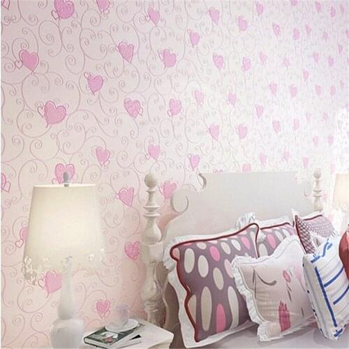 Beibehang Green cartoon wallpaper cute blue pink love baby girl girl room bedroom non - woven wallpaper