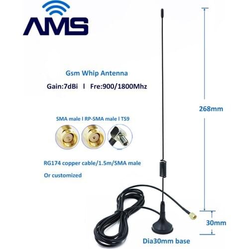 AMS Factory Wholesale New Omni GSM GPRS Magnetic Antenna 900Mhz 1800Mhz Omni Spring Whip External Wifi Lte 4g Router Antenna