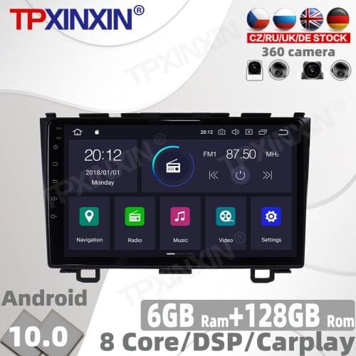 128GB Android 10.0 PX6 For Honda CRV 2007 - 2011 Radio Multimedia Video Player Navigation GPS Accessories Auto 2 din 2din no DVD
