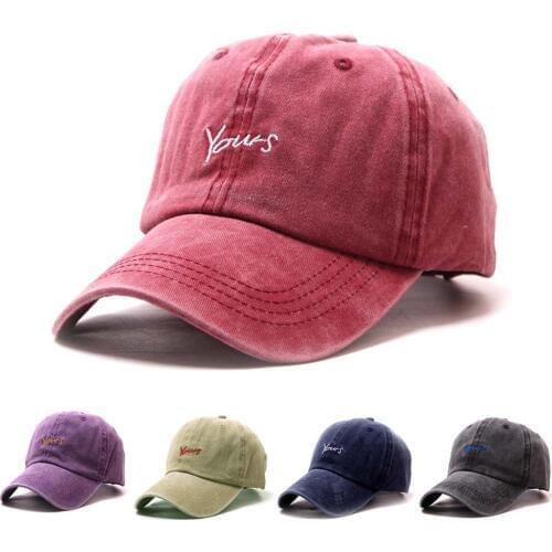 Adjustable Vintage Letters Dad Hat Washed Cotton Retro Baseball Hat for Men Women Fashion Casual Caps