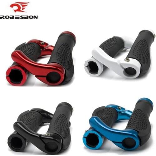ROBESBON Bicycle Grips Ergonomic MTB Mountain Bike Aluminum Rubber Handlebar Grips Diameter Standard Cycling Lock-On Ends EA14