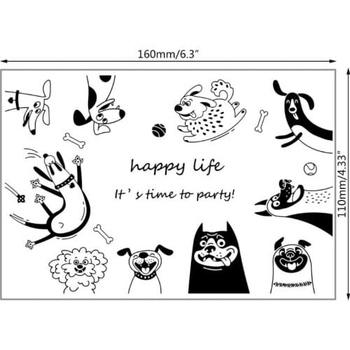 Happy Dogs DIY Silicone Clear Stamp Cling Seal Scrapbook Embossing Album Decor