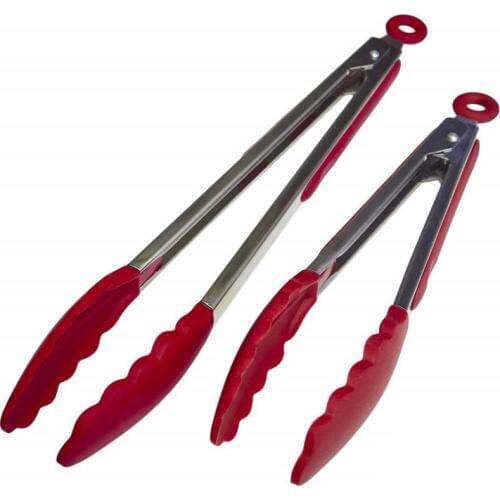StarPack Silicone Kitchen Tongs(9' & 12') Stainless Steel with Non-Stick Silicone Tips, High Heat Resistant to480°F