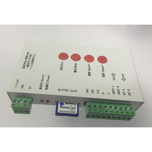 T-1000S RGB controller,with SD card led 2048 pixel WS2811 WS2812B WS2801 5050 led strip,DC5V