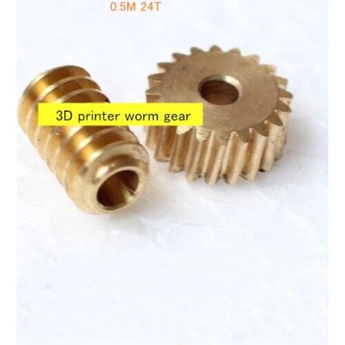 0.5M 24T 3mm 3D printer turbine worm gear 2 gear meshing