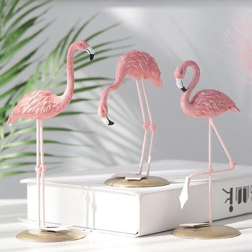 Nordic style pink flamingo resin ornaments creative home living room office decorations modern minimalist resin crafts ornaments