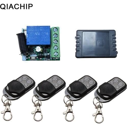 QIACHIP Universal Wireless 433Mhz Remote Control Switch DC 12V 10A 1CH Receiver Module + RF Transmitter 433 Mhz Remote Controls