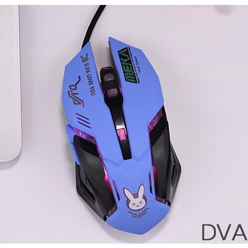 6 Buttons Gaming Breathing LED Backlit Gaming Mice D.VA Reaper Wired USB Computer Mouse for PC& Mac Overwatch Gamers