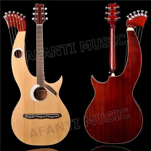 Spruce top / Sapele Back & Sides / Rosewood Fingerboard & Nut Afanti Harp guitar (AHP-1002S)