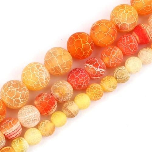 High Quality 6 8 10MM Bright Orange Color Weathered Stone Natural Round Loose Spacer Beads for DIY Jewelry Making Bracelet Part
